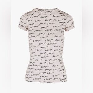 L’Agence Ivory 'I Love You' Script Print Tee XS